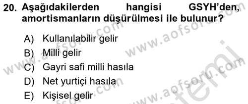 Uluslararası İktisat Dersi 2021 - 2022 Yılı (Final) Dönem Sonu Sınav Soruları 20. Soru