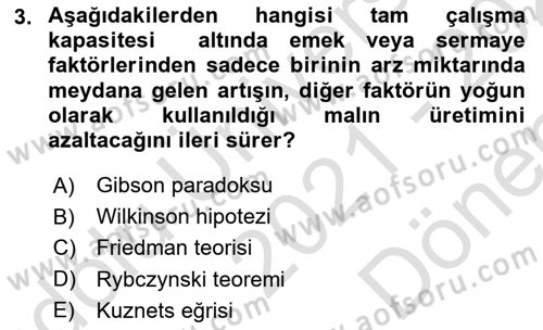 Uluslararası İktisat Dersi 2021 - 2022 Yılı (Final) Dönem Sonu Sınav Soruları 3. Soru