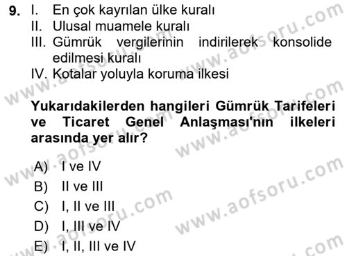 Uluslararası İktisat Dersi 2021 - 2022 Yılı (Final) Dönem Sonu Sınav Soruları 9. Soru