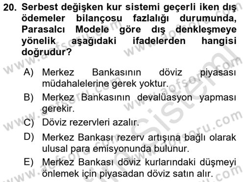 Uluslararası İktisat Dersi 2021 - 2022 Yılı Yaz Okulu Sınav Soruları 20. Soru