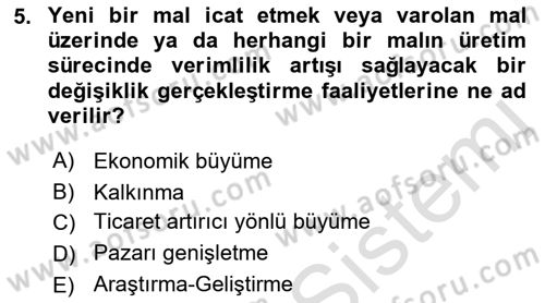 Uluslararası İktisat Dersi 2021 - 2022 Yılı Yaz Okulu Sınav Soruları 5. Soru