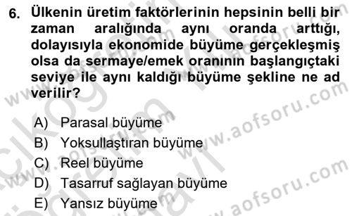 Uluslararası İktisat Dersi 2021 - 2022 Yılı Yaz Okulu Sınav Soruları 6. Soru