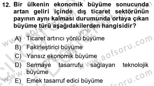 Uluslararası İktisat Dersi 2022 - 2023 Yılı (Vize) Ara Sınav Soruları 12. Soru