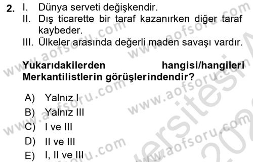 Uluslararası İktisat Dersi 2022 - 2023 Yılı (Vize) Ara Sınav Soruları 2. Soru