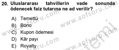 Uluslararası İktisat Dersi 2022 - 2023 Yılı (Vize) Ara Sınav Soruları 20. Soru