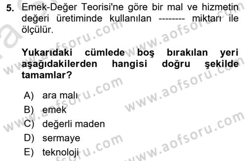 Uluslararası İktisat Dersi 2022 - 2023 Yılı (Vize) Ara Sınav Soruları 5. Soru
