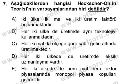 Uluslararası İktisat Dersi 2022 - 2023 Yılı (Vize) Ara Sınav Soruları 7. Soru