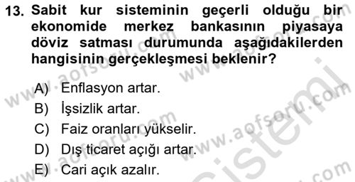 Uluslararası İktisat Dersi 2022 - 2023 Yılı (Final) Dönem Sonu Sınav Soruları 13. Soru