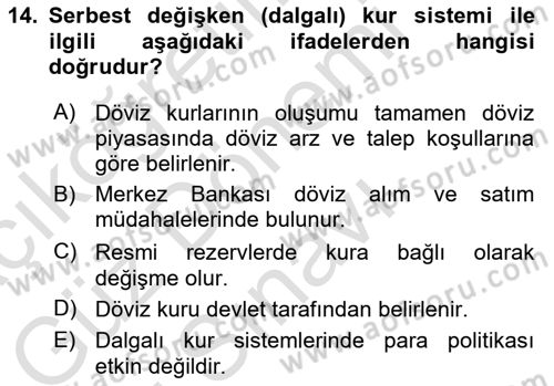 Uluslararası İktisat Dersi 2022 - 2023 Yılı (Final) Dönem Sonu Sınav Soruları 14. Soru