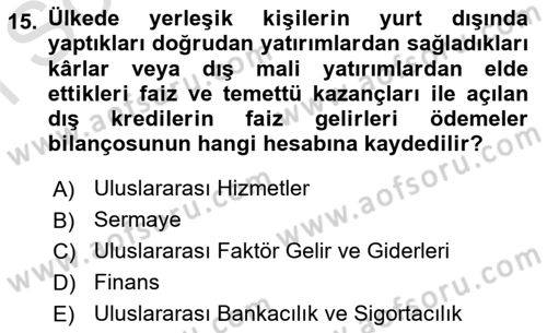 Uluslararası İktisat Dersi 2022 - 2023 Yılı (Final) Dönem Sonu Sınav Soruları 15. Soru
