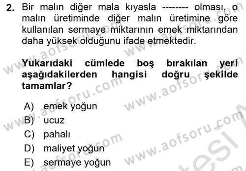 Uluslararası İktisat Dersi 2022 - 2023 Yılı (Final) Dönem Sonu Sınav Soruları 2. Soru