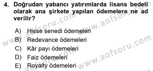 Uluslararası İktisat Dersi 2022 - 2023 Yılı (Final) Dönem Sonu Sınav Soruları 4. Soru