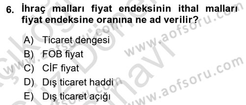 Uluslararası İktisat Dersi 2022 - 2023 Yılı (Final) Dönem Sonu Sınav Soruları 6. Soru