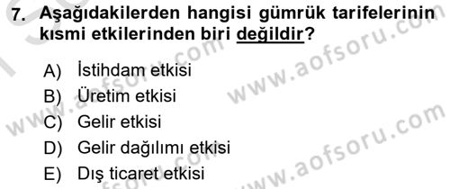 Uluslararası İktisat Dersi 2022 - 2023 Yılı (Final) Dönem Sonu Sınav Soruları 7. Soru