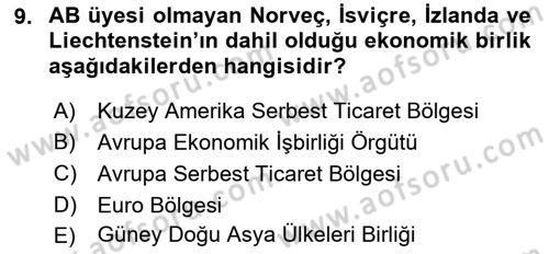 Uluslararası İktisat Dersi 2022 - 2023 Yılı (Final) Dönem Sonu Sınav Soruları 9. Soru