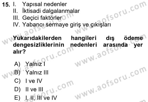 Uluslararası İktisat Dersi 2022 - 2023 Yılı Yaz Okulu Sınav Soruları 15. Soru