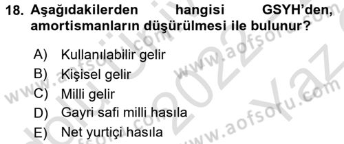 Uluslararası İktisat Dersi 2022 - 2023 Yılı Yaz Okulu Sınav Soruları 18. Soru