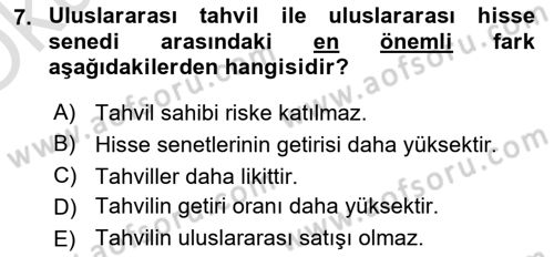 Uluslararası İktisat Dersi 2022 - 2023 Yılı Yaz Okulu Sınav Soruları 7. Soru