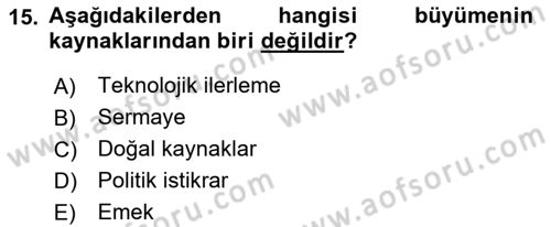 Uluslararası İktisat Dersi 2023 - 2024 Yılı (Vize) Ara Sınav Soruları 15. Soru