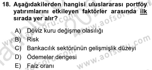 Uluslararası İktisat Dersi 2023 - 2024 Yılı (Vize) Ara Sınav Soruları 18. Soru