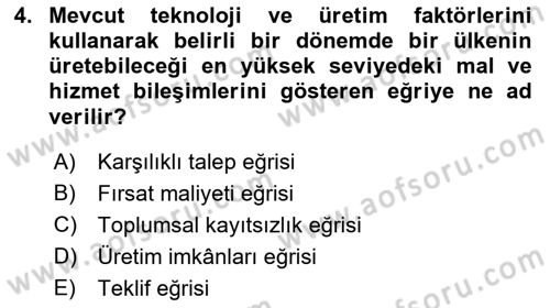 Uluslararası İktisat Dersi 2023 - 2024 Yılı (Vize) Ara Sınav Soruları 4. Soru