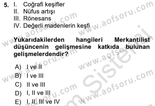 Uluslararası İktisat Dersi 2023 - 2024 Yılı (Vize) Ara Sınav Soruları 5. Soru