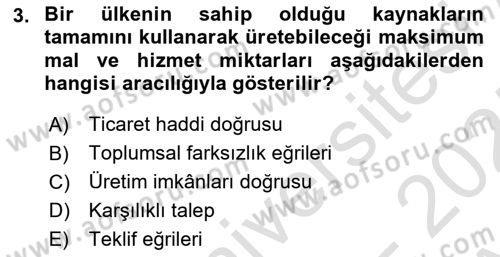 Uluslararası İktisat Dersi 2024 - 2025 Yılı (Vize) Ara Sınav Soruları 3. Soru