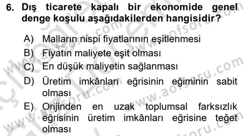 Uluslararası İktisat Dersi 2024 - 2025 Yılı (Vize) Ara Sınav Soruları 6. Soru