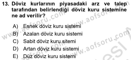 Uluslararası İktisat Dersi 2024 - 2025 Yılı (Final) Dönem Sonu Sınav Soruları 13. Soru