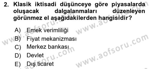 Uluslararası İktisat Dersi 2024 - 2025 Yılı Yaz Okulu Sınav Soruları 2. Soru