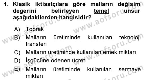 Uluslararası İktisat Dersi 2025 - 2026 Yılı (Vize) Ara Sınav Soruları 1. Soru