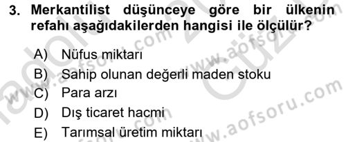 Uluslararası İktisat Dersi 2025 - 2026 Yılı (Vize) Ara Sınav Soruları 3. Soru