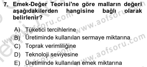 Uluslararası İktisat Dersi 2025 - 2026 Yılı (Vize) Ara Sınav Soruları 7. Soru