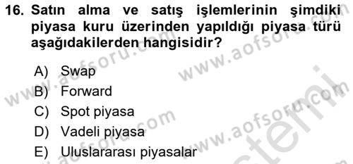 Uluslararası İktisat Dersi 2025 - 2026 Yılı (Final) Dönem Sonu Sınav Soruları 16. Soru