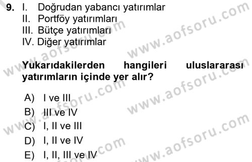 Uluslararası İktisat Dersi 2025 - 2026 Yılı (Final) Dönem Sonu Sınav Soruları 9. Soru