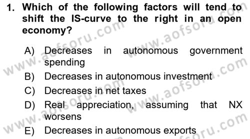 Macroeconomic Theory Dersi 2022 - 2023 Yılı Yaz Okulu Sınavı 1. Soru