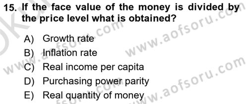 Macroeconomic Theory Dersi 2022 - 2023 Yılı Yaz Okulu Sınavı 15. Soru