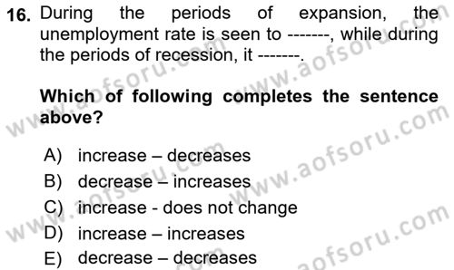 Macroeconomic Theory Dersi 2022 - 2023 Yılı Yaz Okulu Sınavı 16. Soru