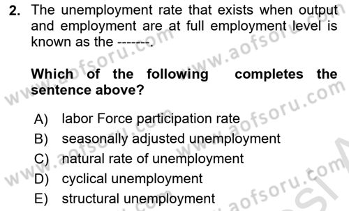 Macroeconomic Theory Dersi 2022 - 2023 Yılı Yaz Okulu Sınavı 2. Soru