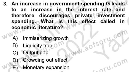 Macroeconomic Theory Dersi 2022 - 2023 Yılı Yaz Okulu Sınavı 3. Soru