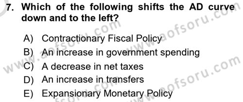 Macroeconomic Theory Dersi 2022 - 2023 Yılı Yaz Okulu Sınavı 7. Soru