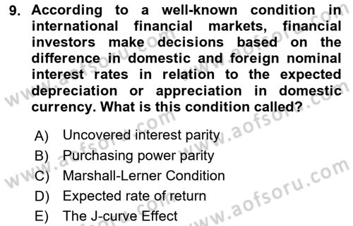 Macroeconomic Theory Dersi 2022 - 2023 Yılı Yaz Okulu Sınavı 9. Soru