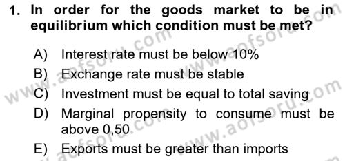 Macroeconomic Theory Dersi 2023 - 2024 Yılı (Vize) Ara Sınav Soruları 1. Soru