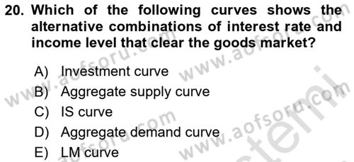 Macroeconomic Theory Dersi 2023 - 2024 Yılı (Vize) Ara Sınav Soruları 20. Soru