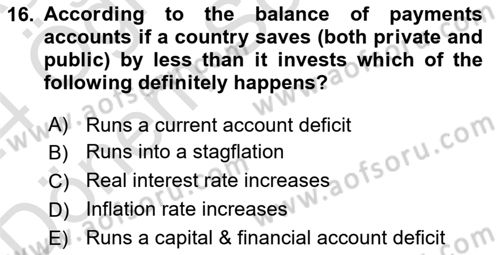 Macroeconomic Theory Dersi 2023 - 2024 Yılı (Final) Dönem Sonu Sınav Soruları 16. Soru