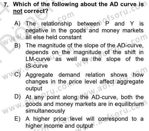 Macroeconomic Theory Dersi 2023 - 2024 Yılı (Final) Dönem Sonu Sınav Soruları 7. Soru