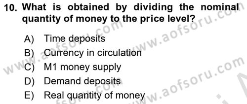 Macroeconomic Theory Dersi 2023 - 2024 Yılı Yaz Okulu Sınav Soruları 10. Soru