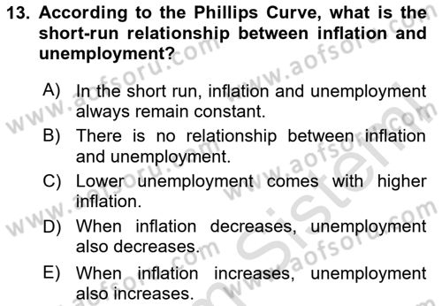 Macroeconomic Theory Dersi 2024 - 2025 Yılı Yaz Okulu Sınav Soruları 13. Soru