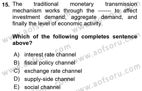 Macroeconomic Theory Dersi 2025 - 2026 Yılı (Vize) Ara Sınav Soruları 15. Soru