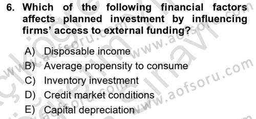 Macroeconomic Theory Dersi 2025 - 2026 Yılı (Vize) Ara Sınav Soruları 6. Soru